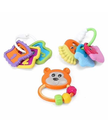 Chicco Play Grow Teether Rattle Set Pack of 3- Multicolor