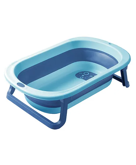 INFANTSO Folding Baby Bath Tub with Support Bath Net - Dark Blue