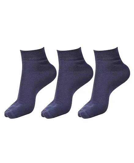DOLLAR Pack Of 3 Solid School Socks - Navy Blue