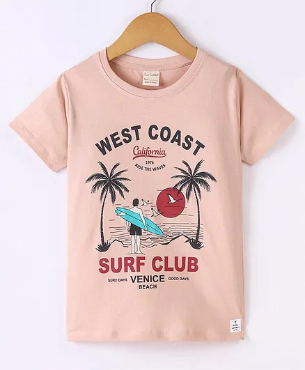 CUCUMBER Sinker Half Sleeves T-Shirt Beach Print - Pink