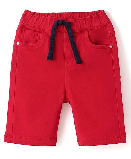 Babyhug Twill Woven Knee Length With Stretch Washed Jamaican - Red