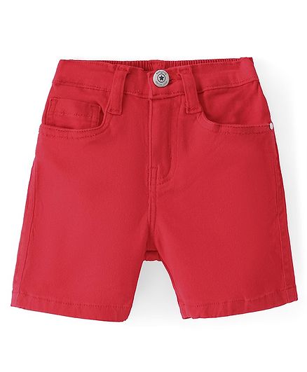 Babyhug Twill Woven Shorts With Stretch - Red