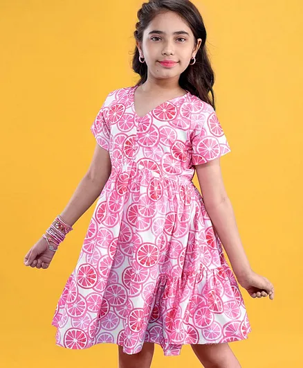 New 6-8Y COS mini me outlet long a-line abstract pink/white dress