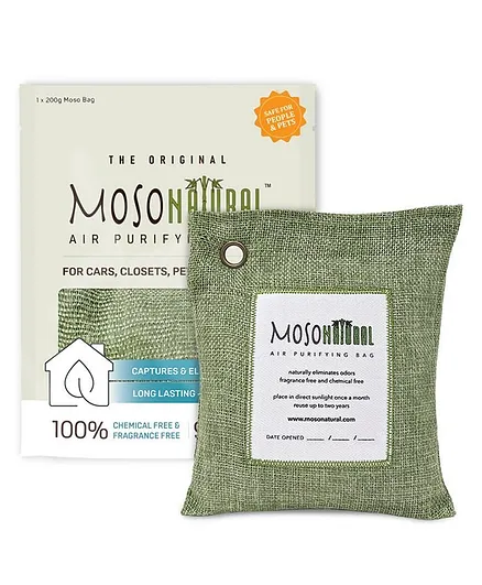 Moso Natural Air Purifying Bag Green Color - Covers upto 90 Sq Ft - 