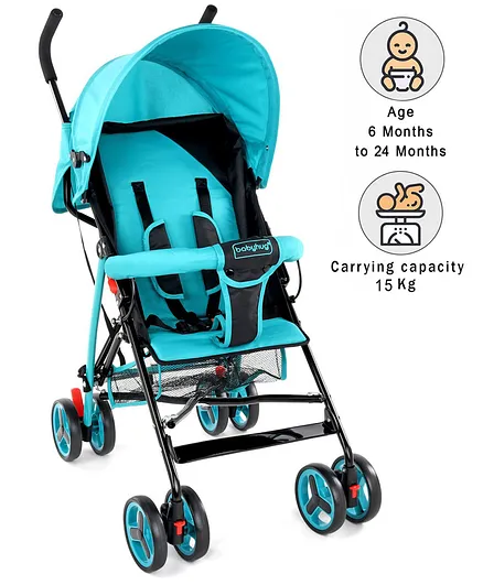 Babyhug Agile Baby Light Weight Stroller Buggy With Umbrella Fold (No Reclining Position) - Blue & Black