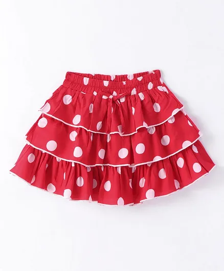 Buy CrayonFlakes Polka Dots Printed Layered Skirt Red for Girls