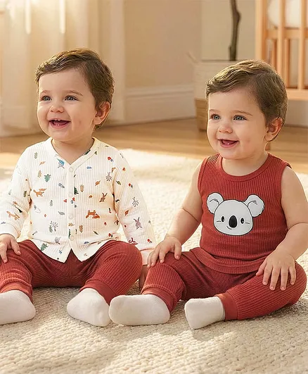 Babyoye Cotton Knit Full Sleeves Drop Needle Thermal Wear Set