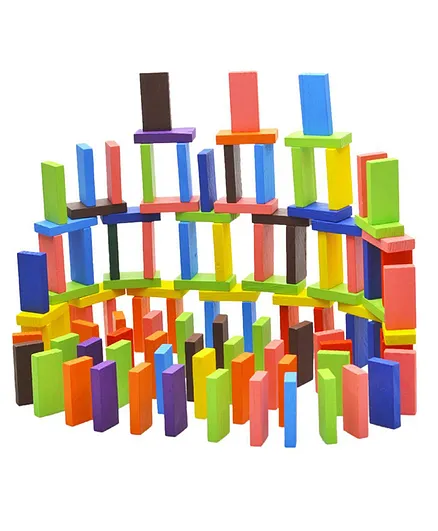 WudnKrafts 120 Pcs 12 Color Wooden Domino Blocks Set Educational Play Toy  for Kids Dominoes Train Racing Game 120 Pcs, Multicolor Online India, 