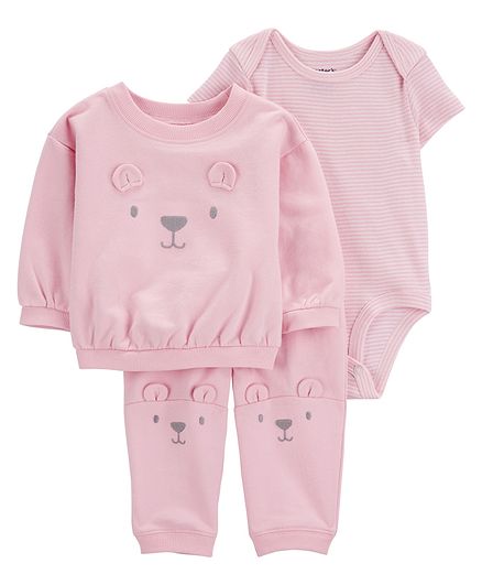 Carters 3-Piece Bear Little Cardigan Set - Pink