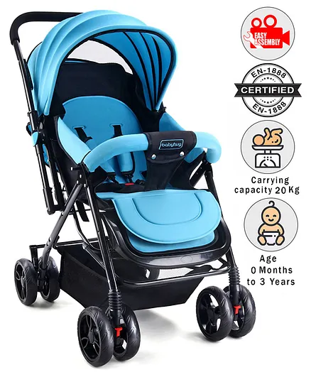 Babyhug Symphony Stroller With Reverisble Handle & Mosquito Net - Blue