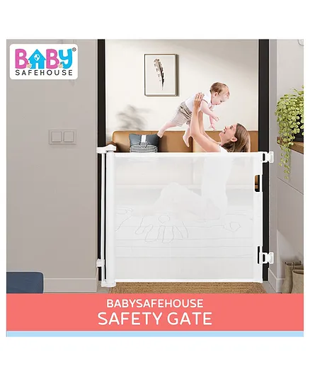 BabySafeHouse Safety Gate for Toddlers Pets, Retractable Mesh