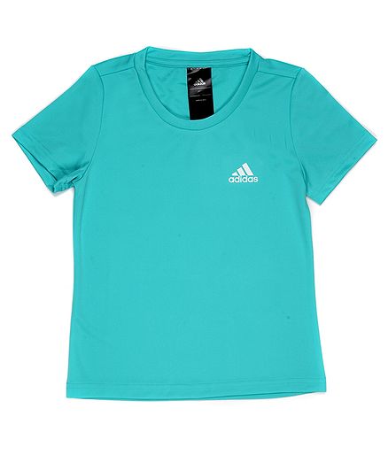 Adidas Kids Knit Half Sleeves T-Shirt with Brand Logo Print - Blue