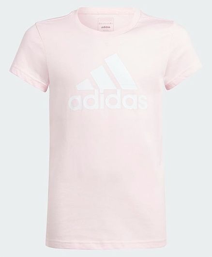 Adidas Kids Knitted Half Sleeves T-Shirt Logo Print - Light Pink