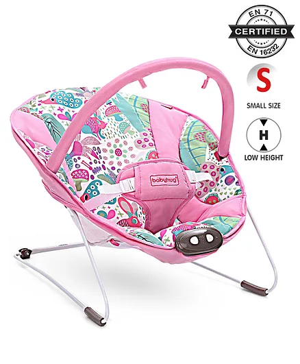 Babyhug Light Weight Comfy Bouncer With Music & Calming Vibrations Jungle Print - Pink (Without Toys)