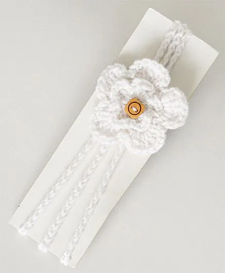 Love Crochet Art Handmade Flower Design Headband - White