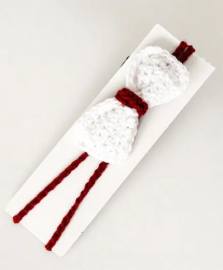 Love Crochet Art Handmade Bow Design Headband - White