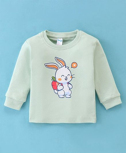 Tango Interlock Knit Full Sleeves T-Shirt with Bunny Print - Green