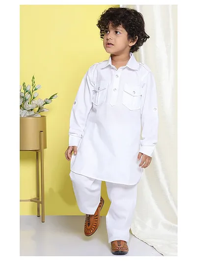 White Kurta Set Kurta Pajama For Year Old Boy Buy AJ Dezines Full