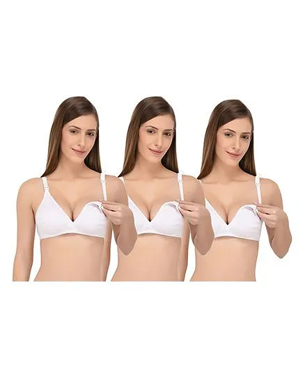 Fabme seamless Nursing Bra with moulded cups Pack of 3 - White