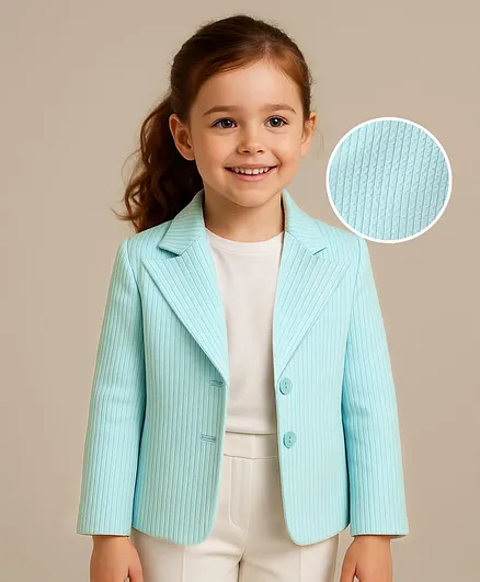 Buy Babyhug Full Sleeves Knitted Girl Party Blazer Light Blue