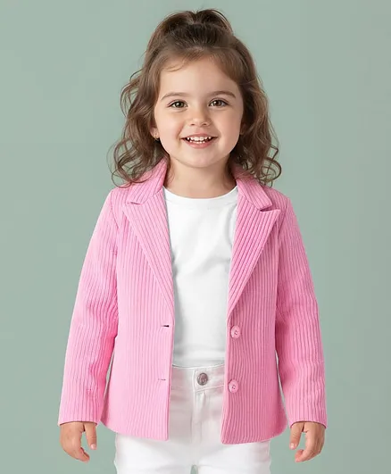 Buy Babyhug Woven Full Sleeves Solid Party Blazer Pink for Girls (2-3  Years) Online in India, Shop at 18217509