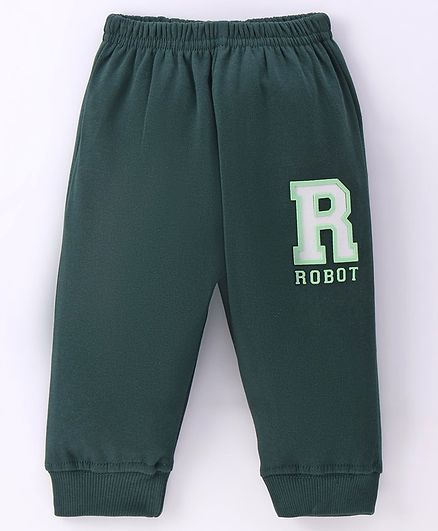 Tango Full Length Fleece Pant with Text Print -Green