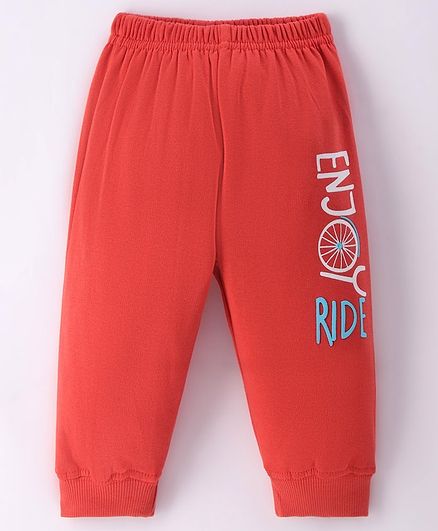 Tango Full Length Fleece Pant with Text Print-Dark Pink