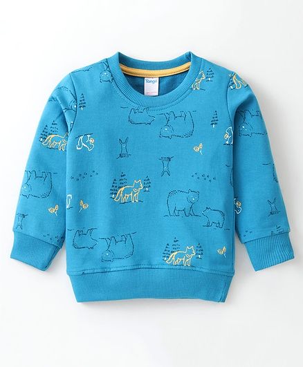 Tango Looper Knit Full Sleeves  T-Shirt with  Animal - Blue