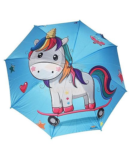 CHAATEWALA Unicorn Printed Umbrella - Blue