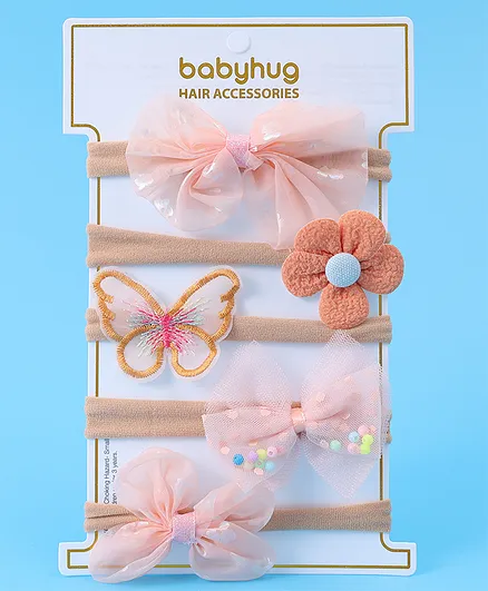 Babyhug Bow Butterfly Flower Applique Headbands Pack of