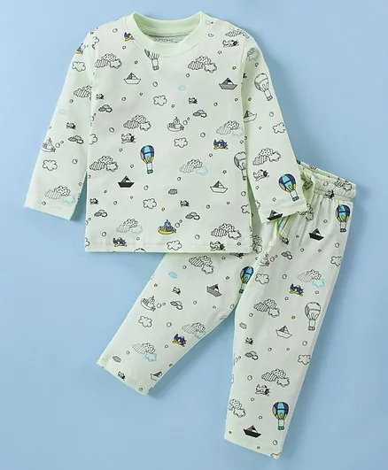 Buy Doreme Single Jersey Knit Full Sleeves Aeroplane Print Night