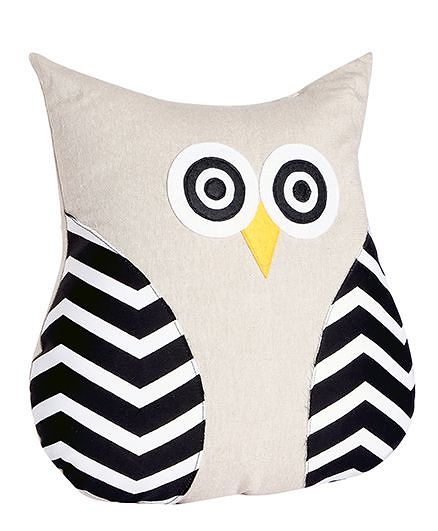 My Gift Booth Cushion Owl Shaped Stripe Design Off White Black