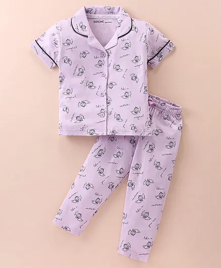 Buy Doreme Single Jersey Knit Half Sleeves Nightwear Suit Set