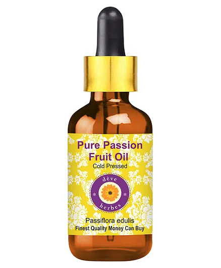Deve Herbes Pure Passion Fruit Oil Passiflora edulis Therapeutic Grade Pressed with Glass Dropper - 100 ml