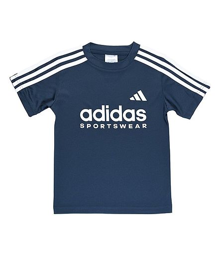 Adidas Kids Knit Half Sleeves Striped T-shirt - Blue