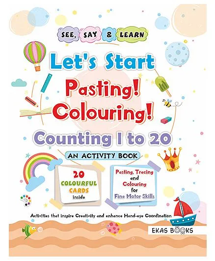 Activity Book Let's Start Pasting & Colouring Numbers 1 to 20 - English