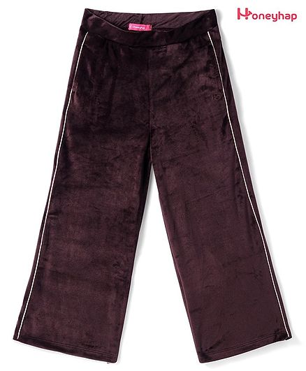 Honeyhap Premium Velour Knit Full Length Track Pant with Bio Finish - Burgandy