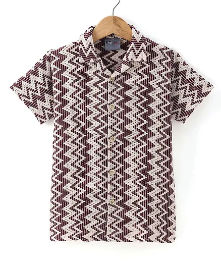 Buy Dapper Dudes Half Sleeves Zig Zag Embroidered Crochet Shirt