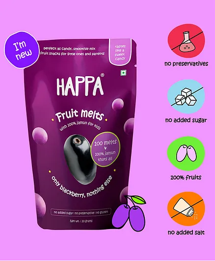 Happa Jamun Melts 100% Jamun Candy for Babies Kids No Added