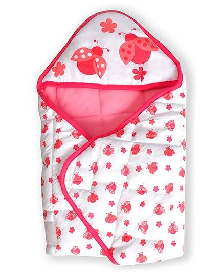 Beebop Cotton Polyfill Hooded Blanket Ladybug Design - Pink