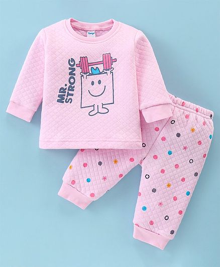 Tango Full Sleeves Winter Wear Suit With Mr. Strong Print - Pink