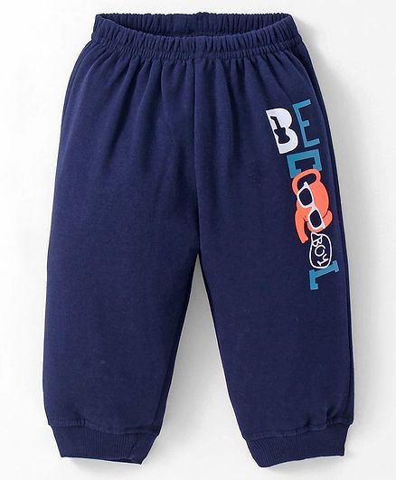 Tango Fleece and Woollen Full Length Pant with Text Print - Navy Blue