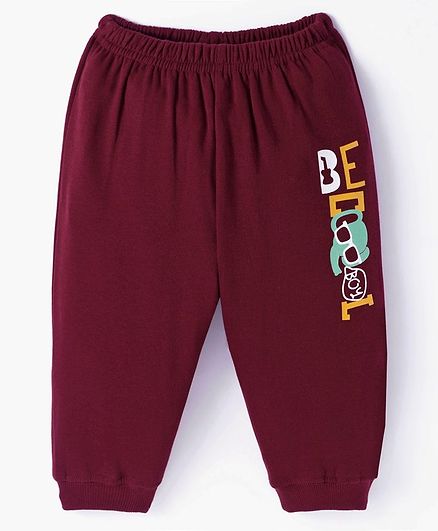 Tango Fleece and Woollen Full Length Pant with Text Print - Maroon