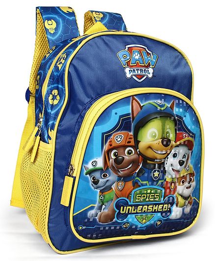 Paw Patrol Character Printed School Bag Blue Yellow - 12 inches