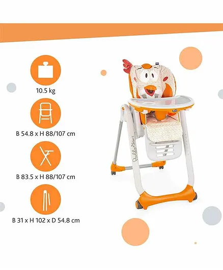 Chicco Polly 2 Start High Chair Chicken Print - Orange