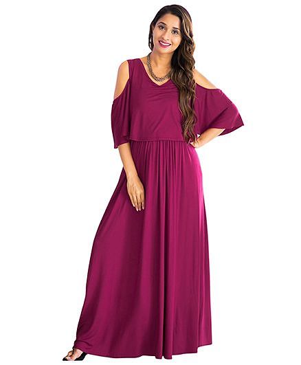 cold shoulder maternity maxi dress