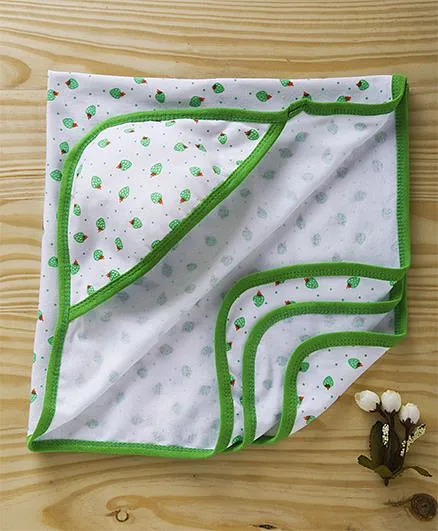 Tinycare Hooded Towel Strawberry Print - Green