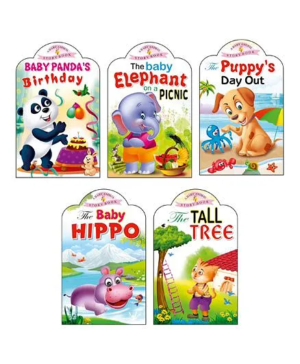 Sawan Story Books Baby Animals Series Panda Elephant Puppy Hippo Kitty Set of 5 - English