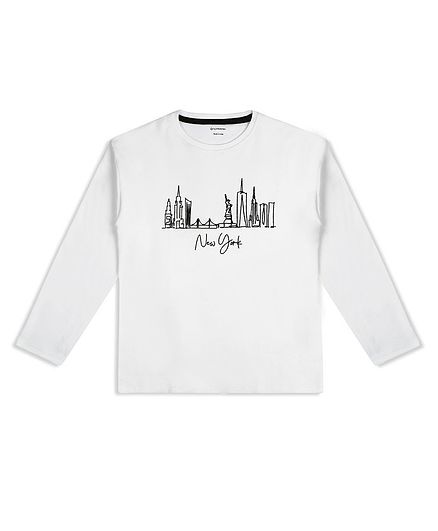 My Milestones 100% Cotton Full Sleeves New York City Theme Printed Tee - White