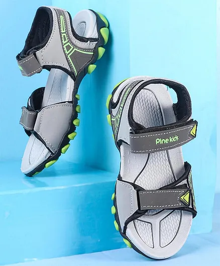 Pine Kids Sandals With Velcro Closure - Grey & Green